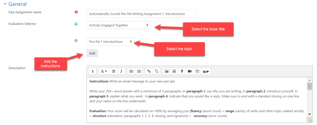 Fast Assignment settings page